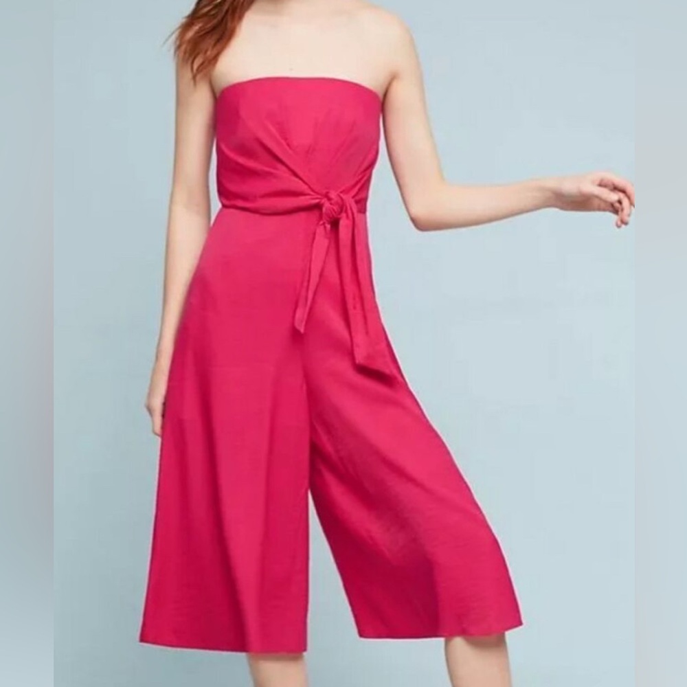 Maeve Hot Pink cropped Jumpsuit